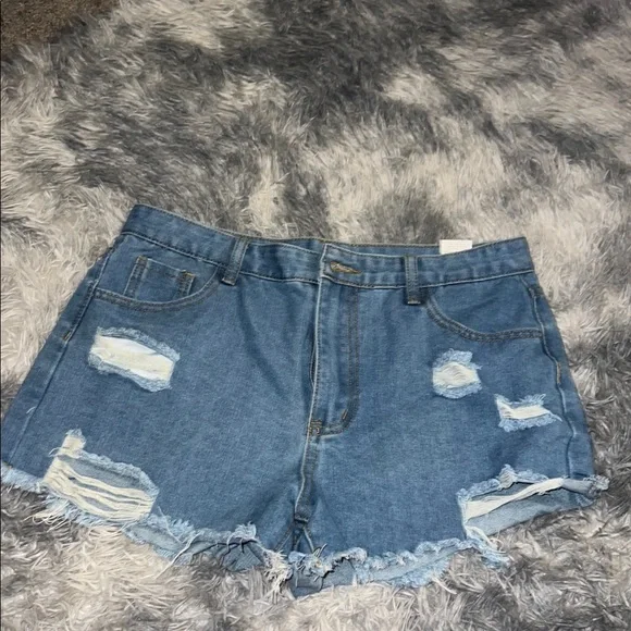 Denim Distressed Women Shorts - Picture 1 of 2